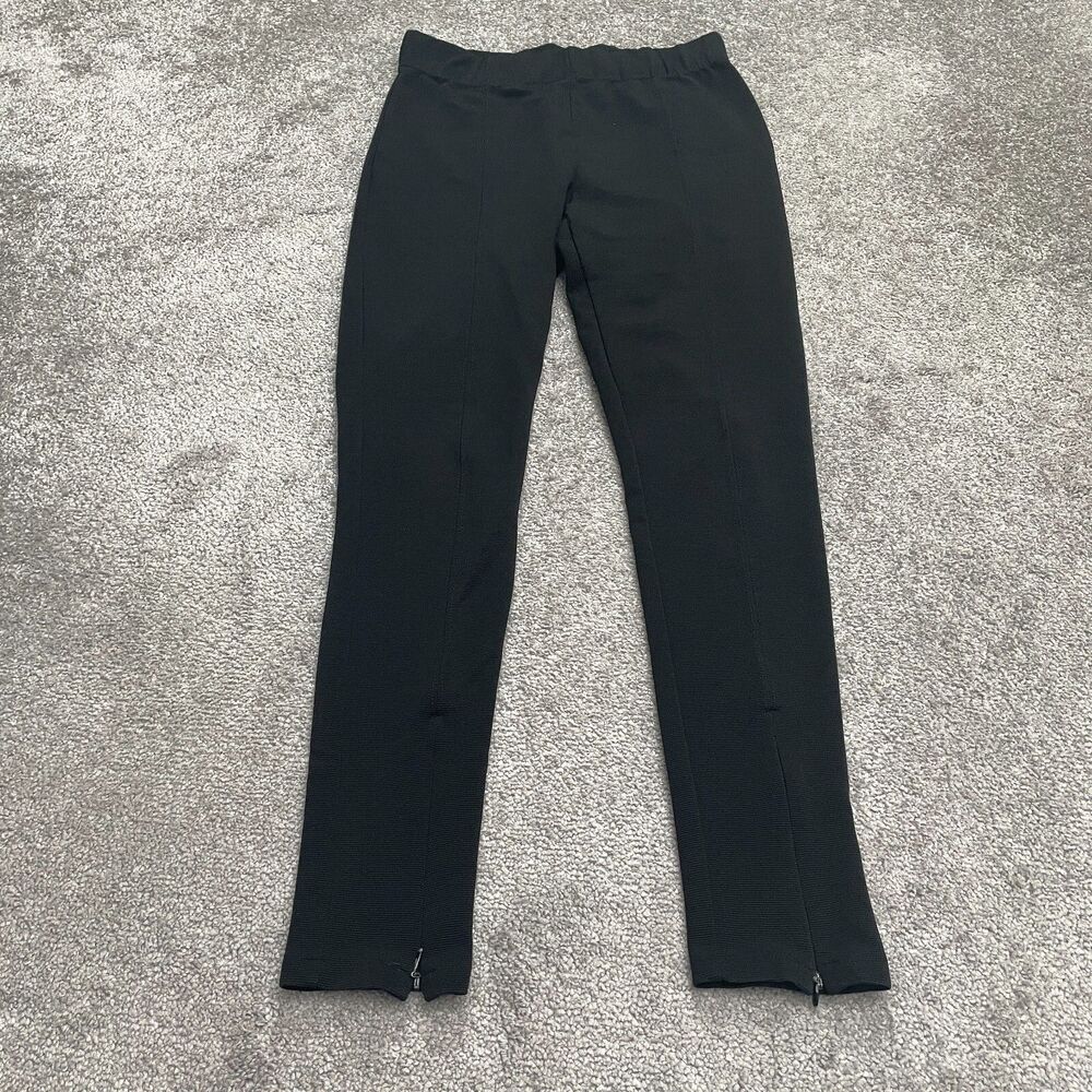H&M Tapered Ankle Zip Pants Womens Small Black High Rise Stretch Casual 26x28